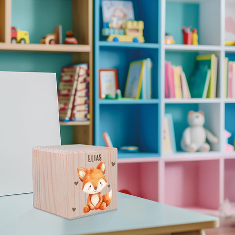 Spardose aus Holz - Tiere Kinder