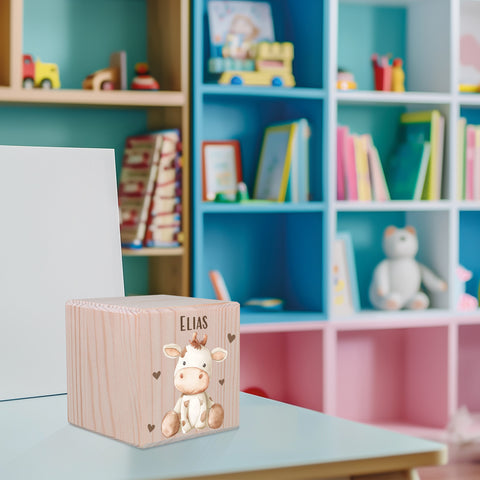 Spardose aus Holz - Tiere Kinder