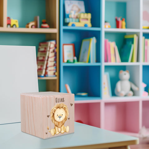 Spardose aus Holz - Tiere Kinder