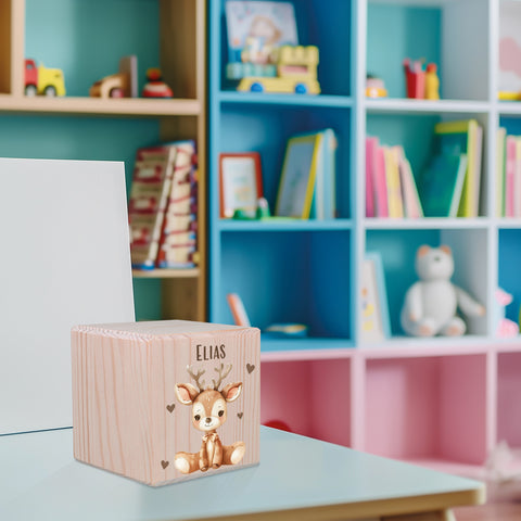 Spardose aus Holz - Tiere Kinder