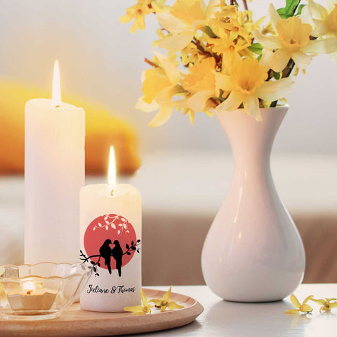 Kleine Kerze "Lovebird Sunset" für Paare mit Namen
