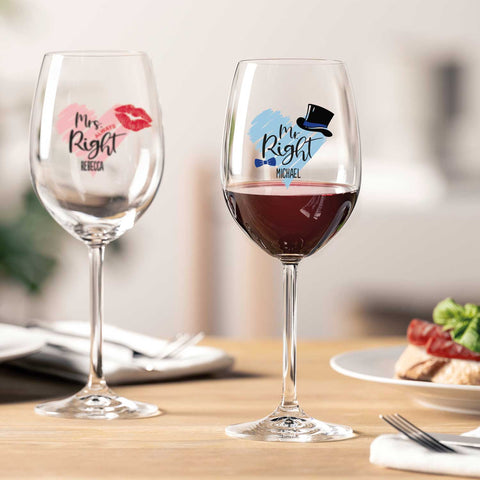 Leonardo Weingläser Mr Right & Mrs Always Right mit UV-Druck im Set