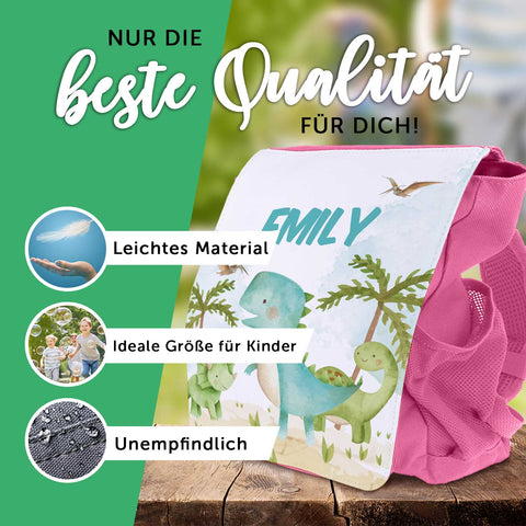 Bedruckter Rucksack für Kinder - Dino mit Name