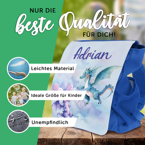 Bedruckter Rucksack für Kinder - Drache mit Name