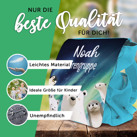 Bedruckter Rucksack für Kinder - Polartiere mit Name