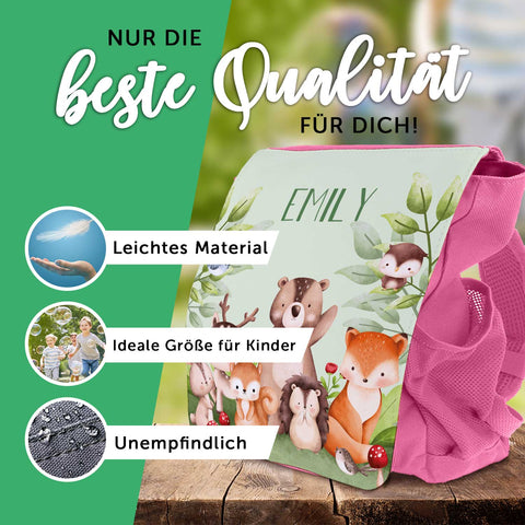 Bedruckter Rucksack für Kinder - Tiergruppe Wald