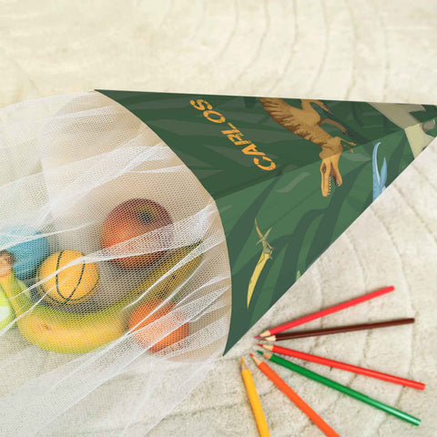 Bedruckte Schultüte mit Namen - Dinosaurier