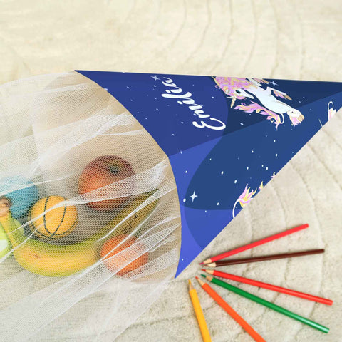 Bedruckte Schultüte mit Namen - Einhorn