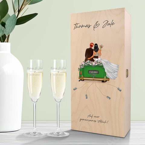 Leonardo Gläser mit Gravur - Hochzeitsauto & Wedding Love als Set