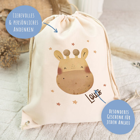 Turnbeutel mit Kindermotiv - Tierköpfe - für Kinder