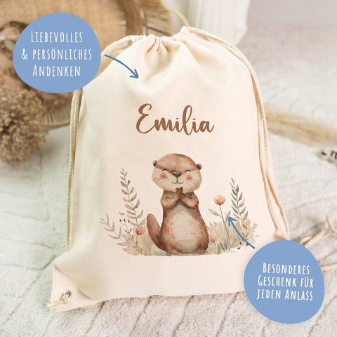 Turnbeutel mit Kindermotiv - Waldtier - für Kinder