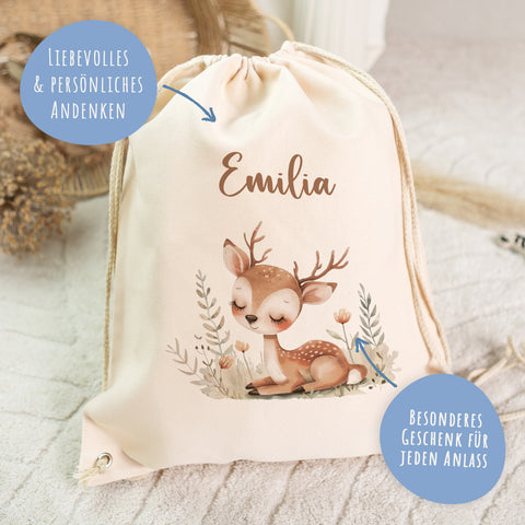 Turnbeutel mit Kindermotiv - Waldtier - für Kinder