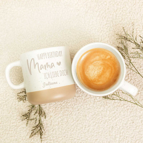 Gravierte Steingut Tasse - Happy Birthday Mama