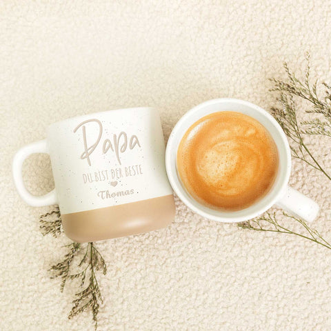 Gravierte Steingut Tasse - Papa du bist der Beste