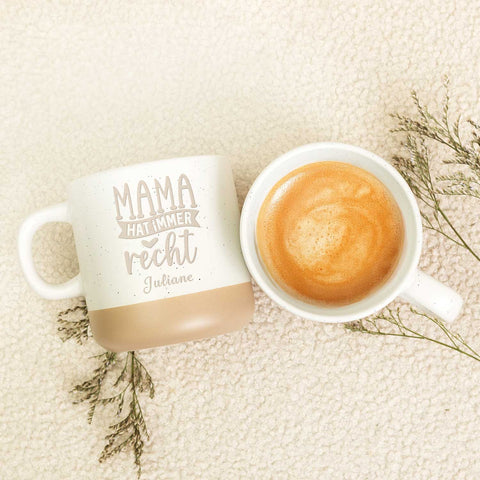 Gravierte Steingut Tasse - Mama hat immer Recht
