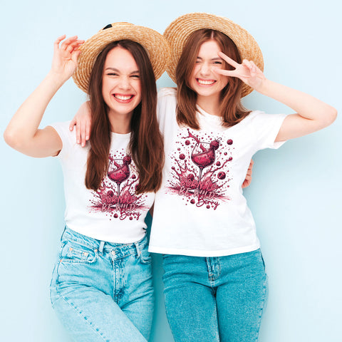 Bedrucktes T-Shirt für Damen - Born to be wild berry