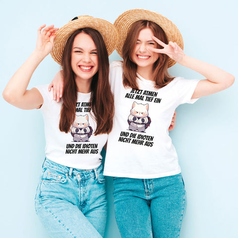 Bedrucktes T-Shirt für Damen - Jetzt atmen alle mal