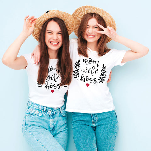 Bedrucktes T-Shirt für Damen - Mom. Wife. Boss.