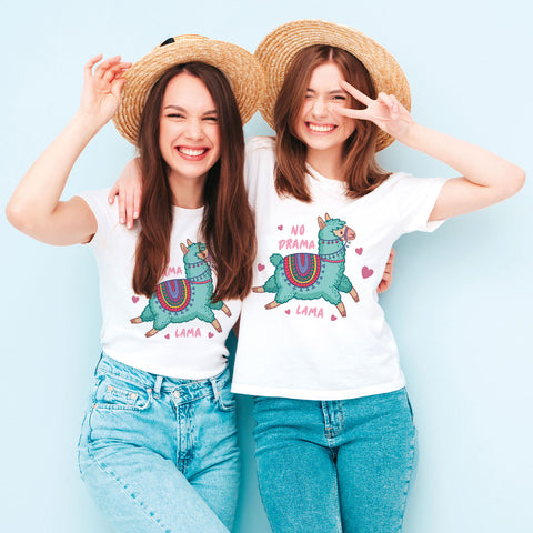 Bedrucktes T-Shirt für Damen - No drama Lama