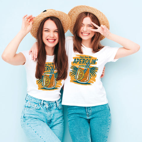 Bedrucktes T-Shirt für Damen - They see me aperolin
