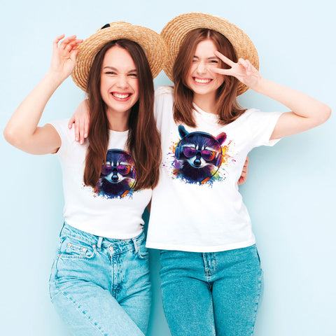 Bedrucktes T-Shirt für Damen - Waschbär