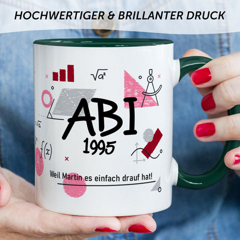 Bedruckte Tasse mit Spruch - Abi - Personalisiert mit Namen