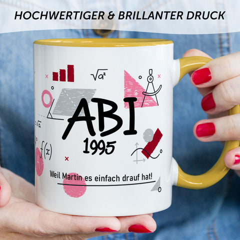 Bedruckte Tasse mit Spruch - Abi - Personalisiert mit Namen
