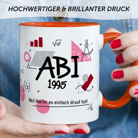 Bedruckte Tasse mit Spruch - Abi - Personalisiert mit Namen