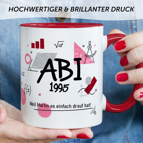Bedruckte Tasse mit Spruch - Abi - Personalisiert mit Namen