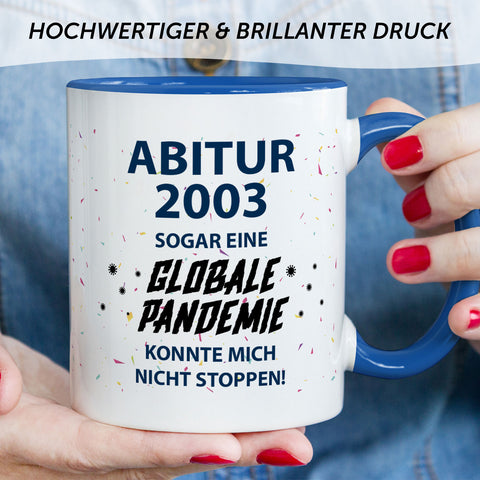 Bedruckte Tasse mit Spruch Pandemie Abitur