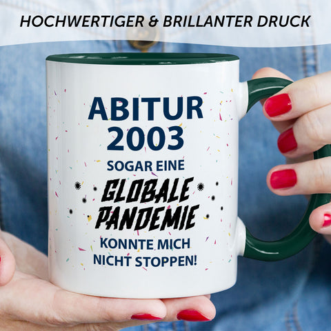 Bedruckte Tasse mit Spruch Pandemie Abitur