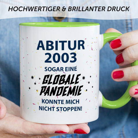 Bedruckte Tasse mit Spruch Pandemie Abitur