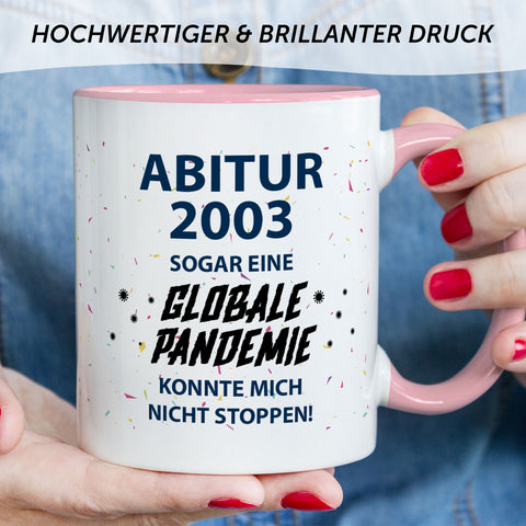 Bedruckte Tasse mit Spruch Pandemie Abitur