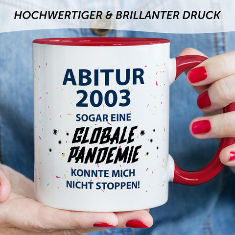 Bedruckte Tasse mit Spruch Pandemie Abitur