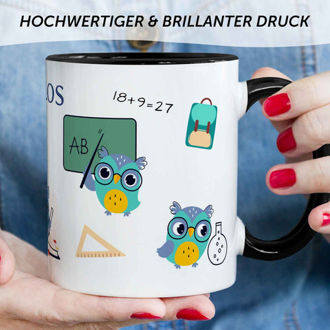 Bedruckte Tasse mit Motiv - Schuleule