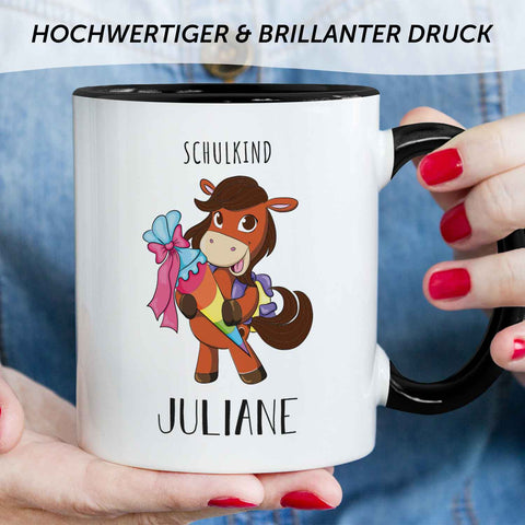 Bedruckte Tasse mit Motiv - Einschulung Pferd
