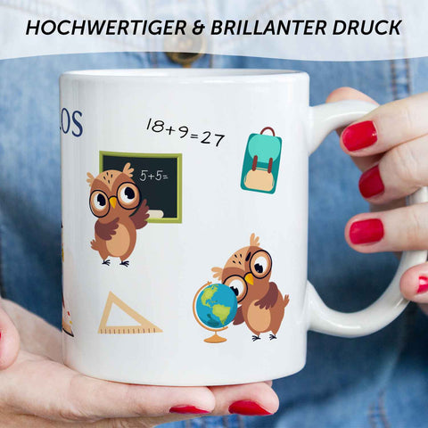 Bedruckte Tasse mit Motiv - Schuleule