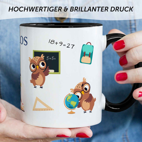 Bedruckte Tasse mit Motiv - Schuleule