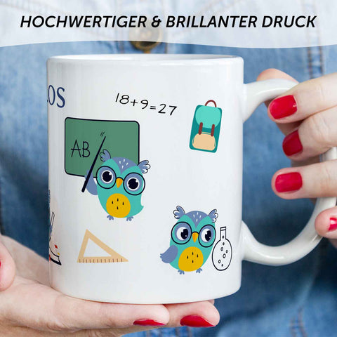 Bedruckte Tasse mit Motiv - Schuleule