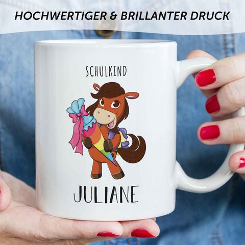 Bedruckte Tasse mit Motiv - Einschulung Pferd