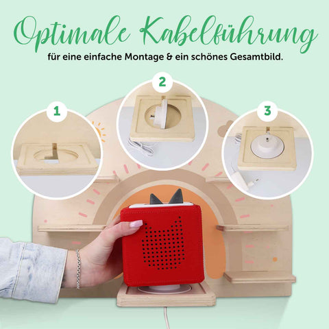 Toniebox Regal für Kinderzimmer - Regenbogen Pastell - Personalisiert mit Namen