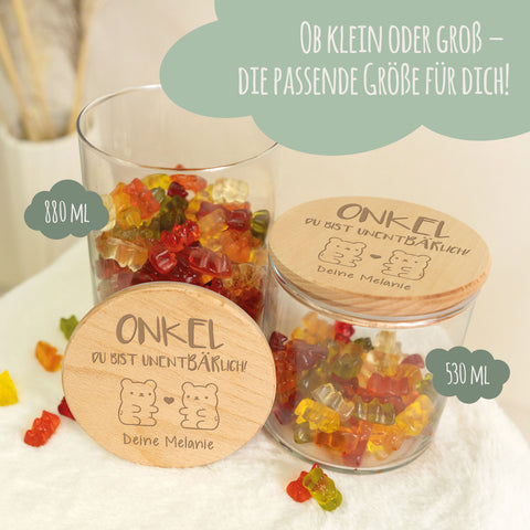 Graviertes Vorratsglas mit Holzdeckel - UnentBÄRlich