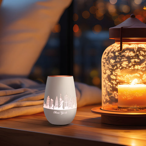 Deko Windlicht aus Glas mit Gravur - Skyline New York
