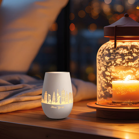 Deko Windlicht aus Glas mit Gravur - Skyline New York