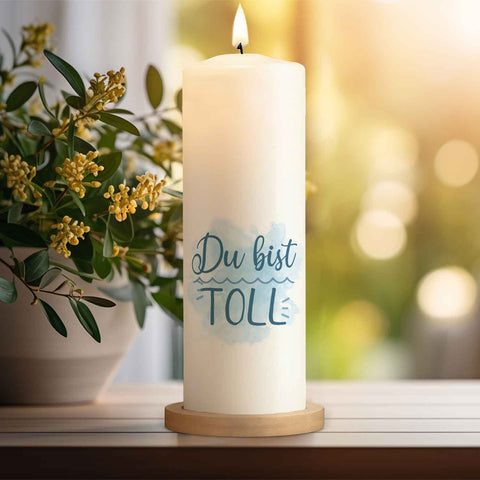 Bedruckte große Kerze "Du bist toll" - Paarkerze zum Valentinstag