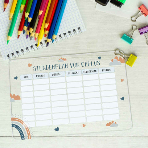 Personalisierter Stundenplan - Regenbogen mit Namen