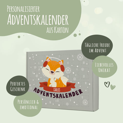 Personalisierter DIY Adventskalender mit Weihnachtstiere Design zum selbst Befüllen