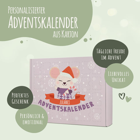 Personalisierter DIY Adventskalender mit Weihnachtstiere Design zum selbst Befüllen