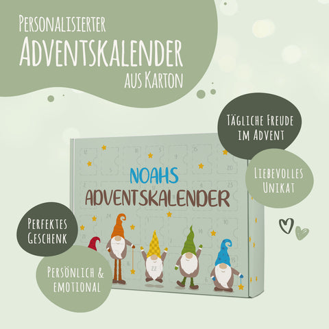 Personalisierter DIY Adventskalender mit Wichtel Design zum selbst Befüllen