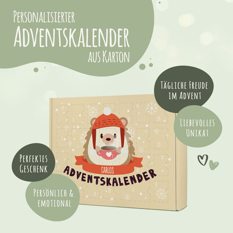 Personalisierter DIY Adventskalender mit Weihnachtstiere Design zum selbst Befüllen